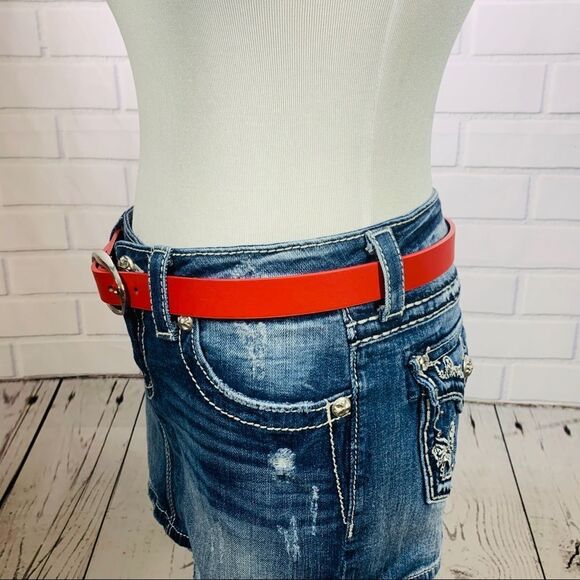 Express Red & Black Reversible Oval Buckle Belt- M - Picture 5 of 14